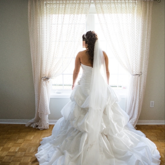 Allure White Ruffled Tiered Gown with Swarovski Crystals - Picture 2 of 10